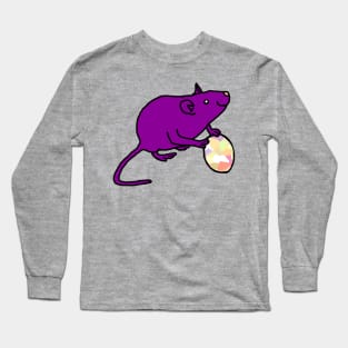 Purple Rat Holding an Easter Egg Long Sleeve T-Shirt